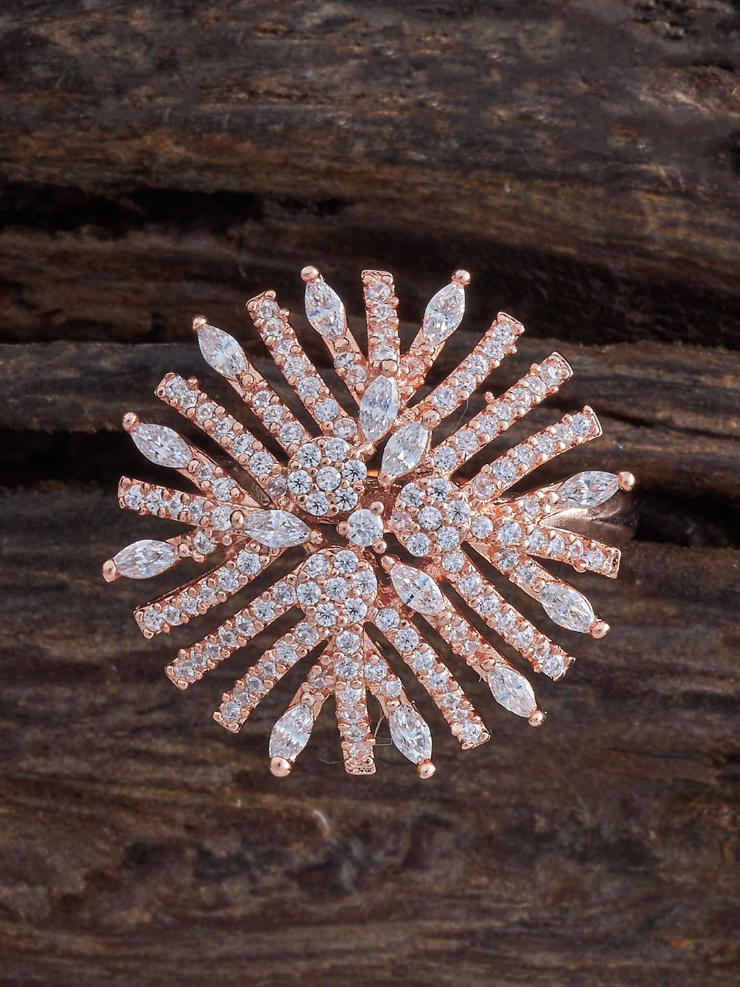 

Kushal's Fashion Jewellery Rose Gold-Plated Cubic Zirconia Stone-Studded Finger Ring