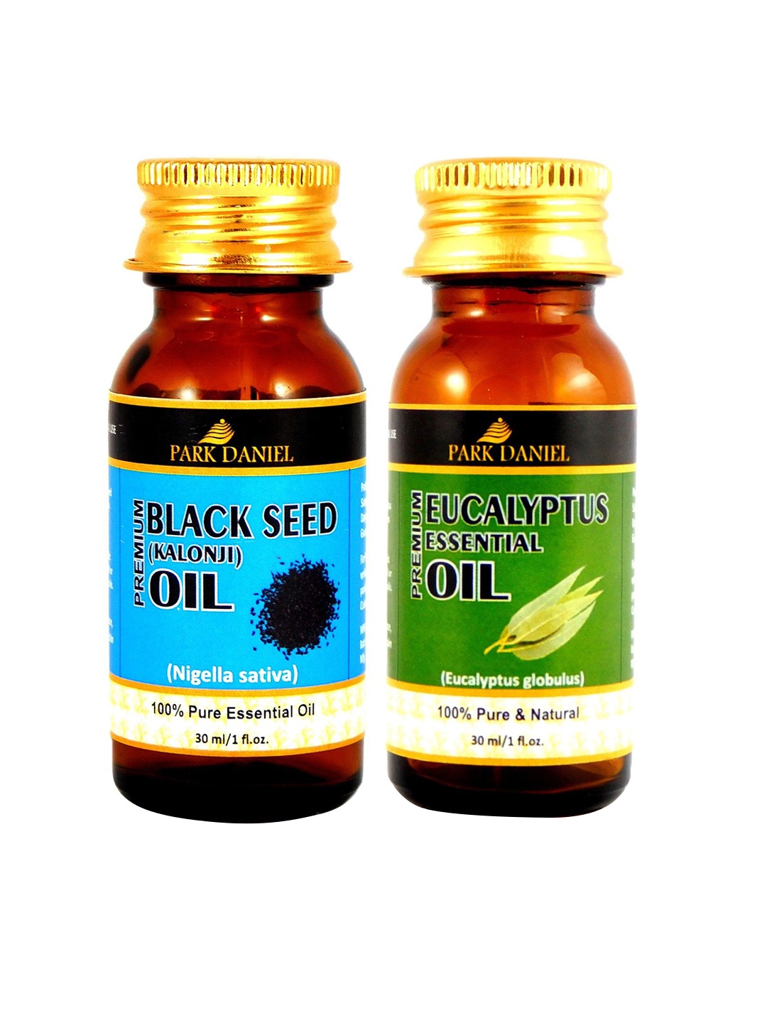 

Park Daniel Set Of 2 Pure Natural & Organic Black Seed Oil & Eucalyptus Oil - 30 ml Each, Transparent