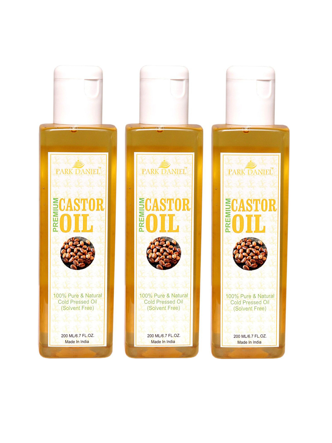 

Park Daniel Set Of 3 Premium Castor Oil For Skin & Hair - 200 ml Each, Transparent