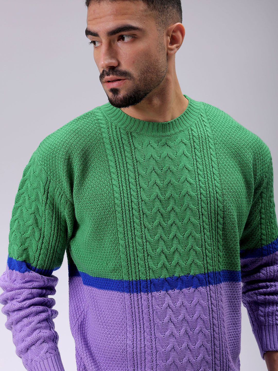 

The Indian Garage Co Men Self Design Pullover, Green