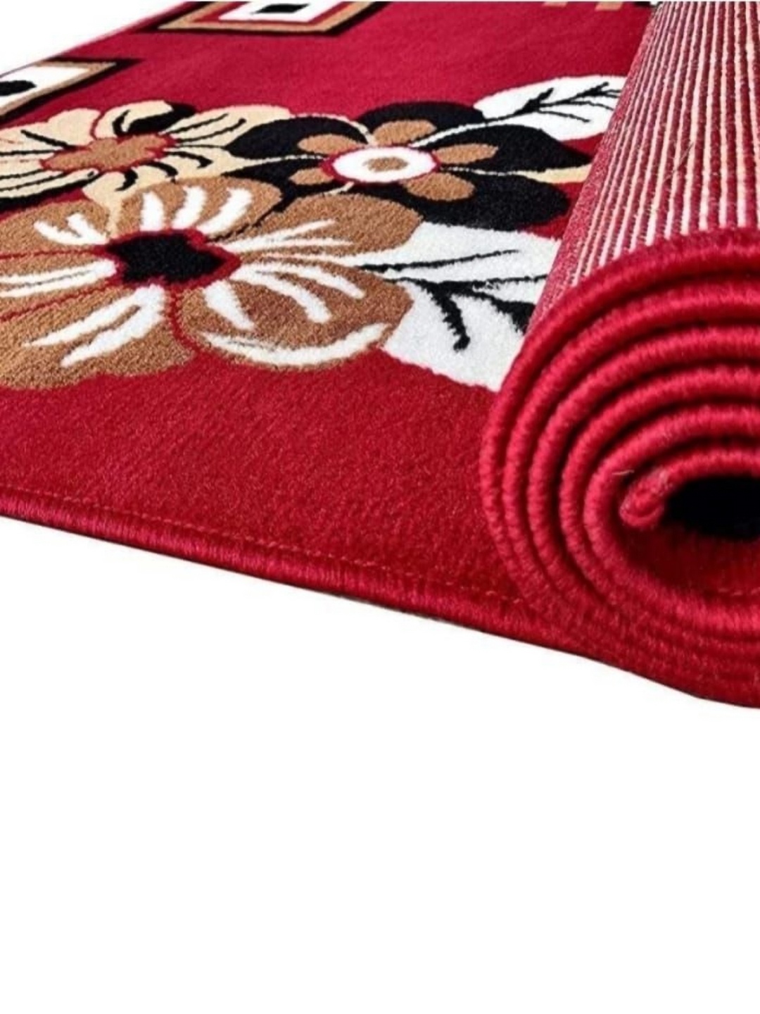 

Samjeeda Handloom carpets Red Geometric Anti-Skid Polyester Carpet