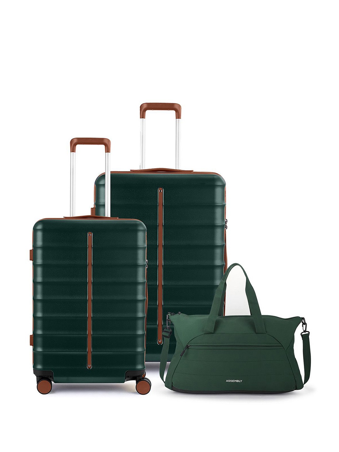 

Assembly Set Of 3 Hard-Sided Trolley Bag & Bagpack With 360-Degree Rotation & Rain Cover, Green
