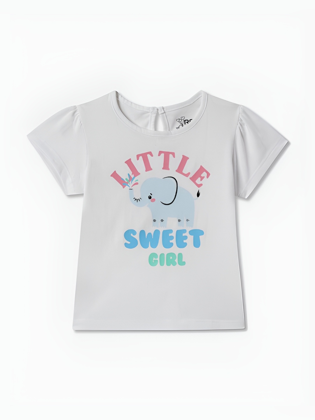 

R&B Girls Graphic Printed Round Neck Cotton T-shirt, White