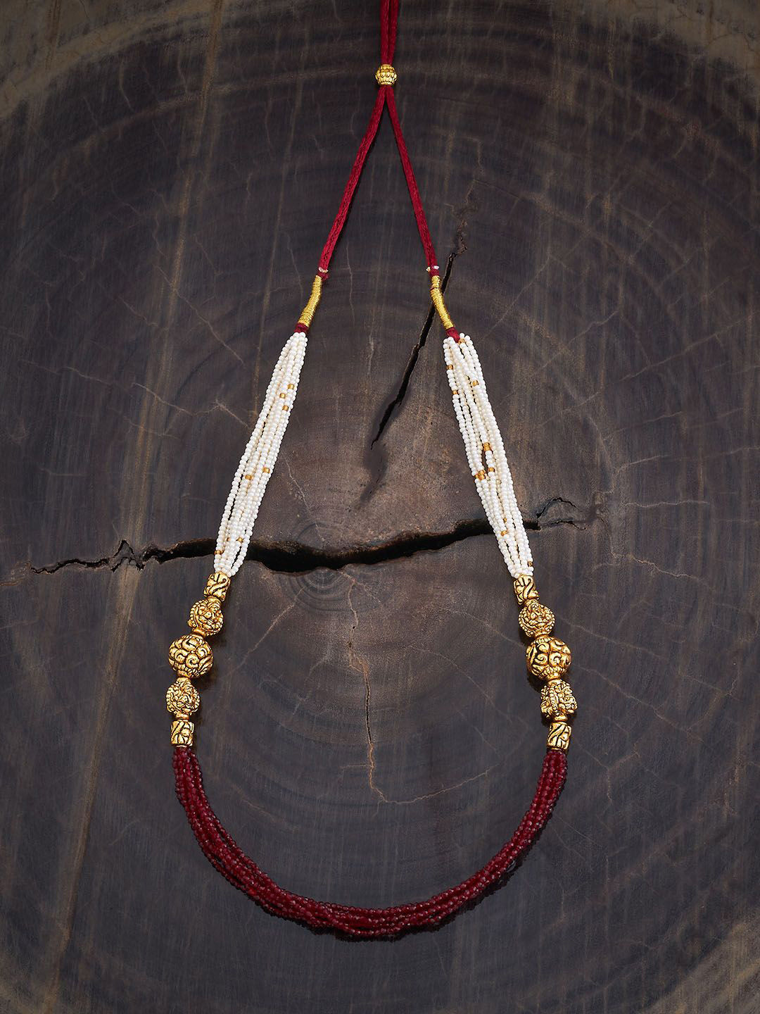 

Kushal's Fashion Jewellery 92.5 Pure Silver Gold-Plated Beaded Temple Necklace