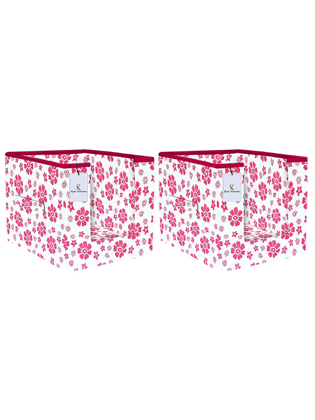 

Kuber Industries Pink 2 Pieces Floral Printed Shirt Stacker Organisers