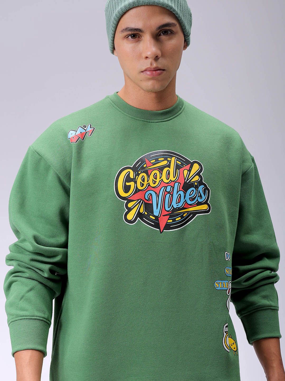 

The Indian Garage Co Men Typography Printed Long Sleeves Sweatshirt, Green