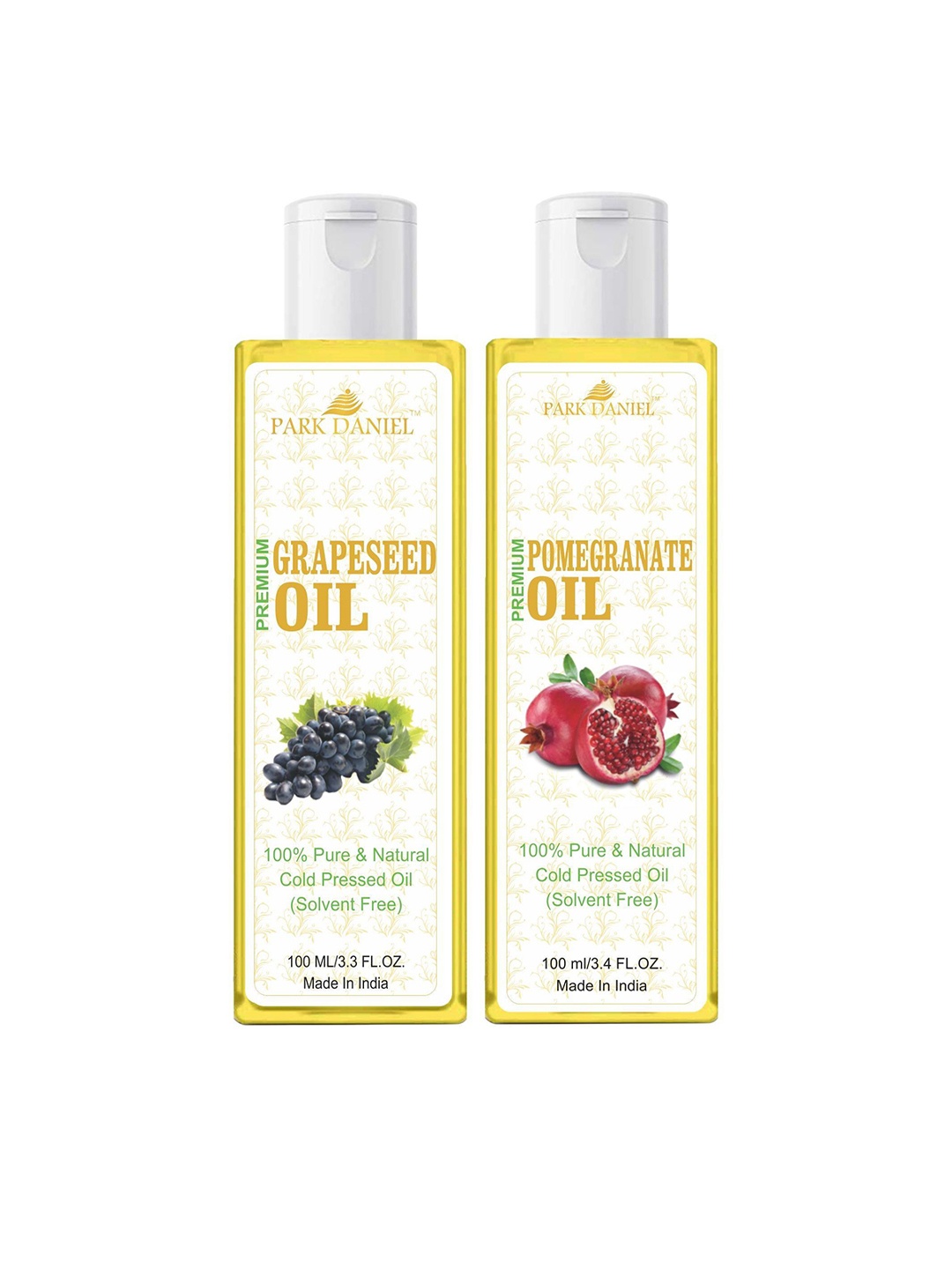 

Park Daniel Set Of 2 Pure Natural & Organic Grapeseed Oil & Pomegranate Oil - 100 ml Each, Transparent