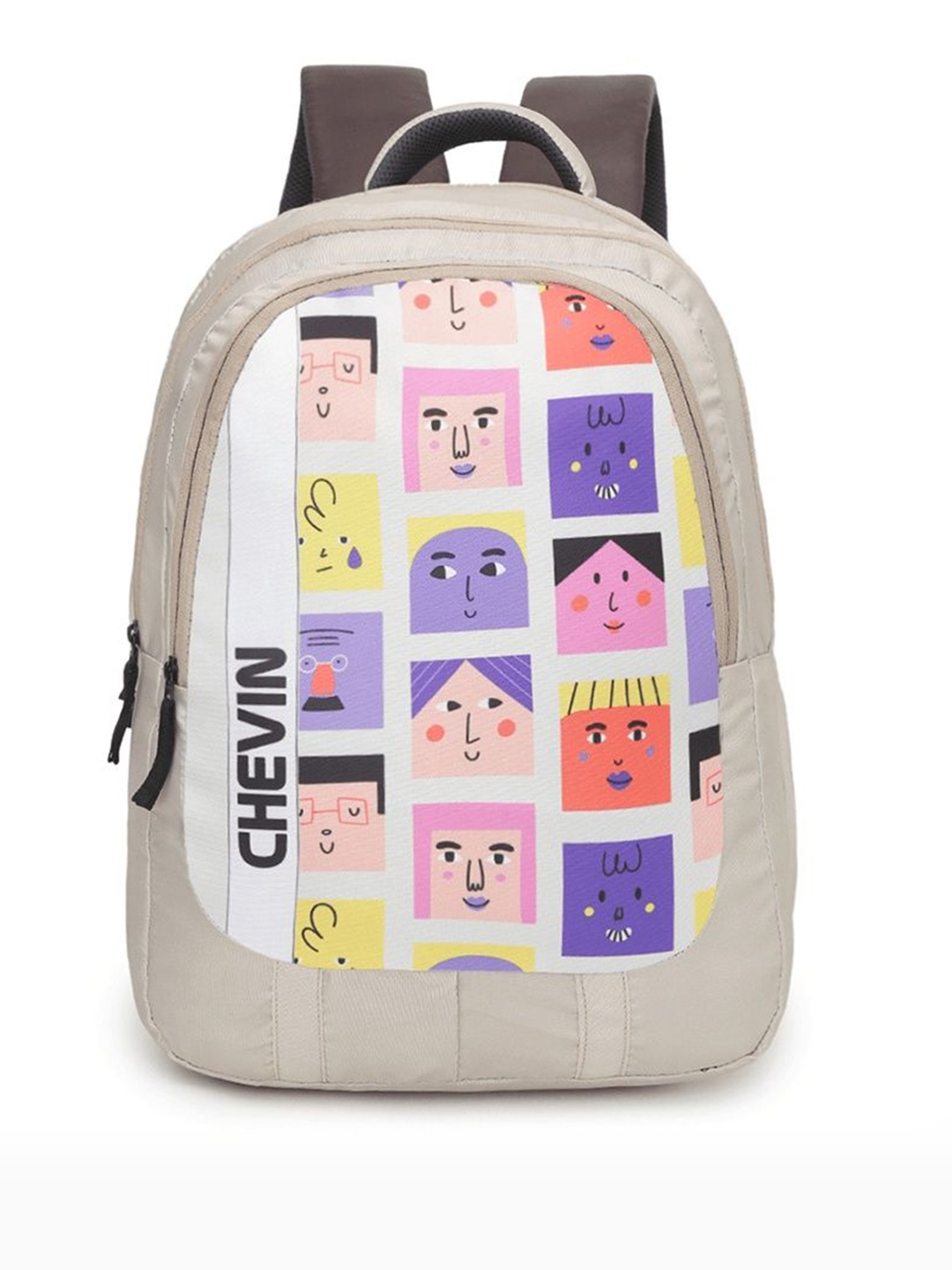 

CHEVIN Unisex Graphic Printed Ergonomic Padded Shoulder Strap Medium Backpack, Beige