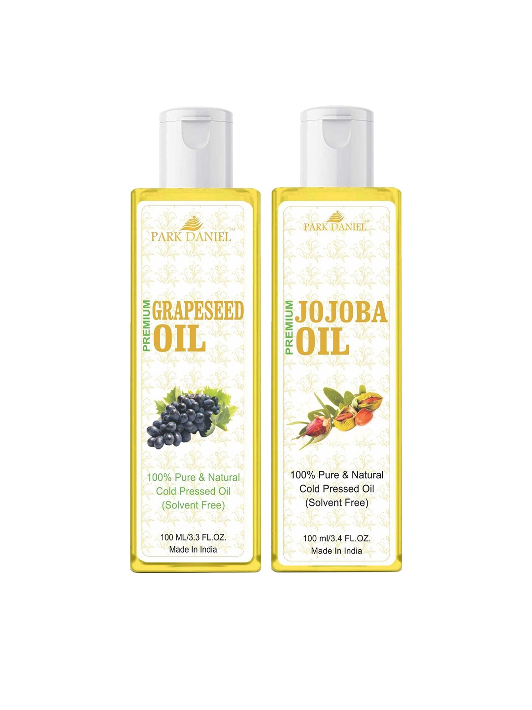 

Park Daniel Set Of 2 Cold Pressed Natural Grapeseed & Jojoba Oil - 100 ml Each, Transparent