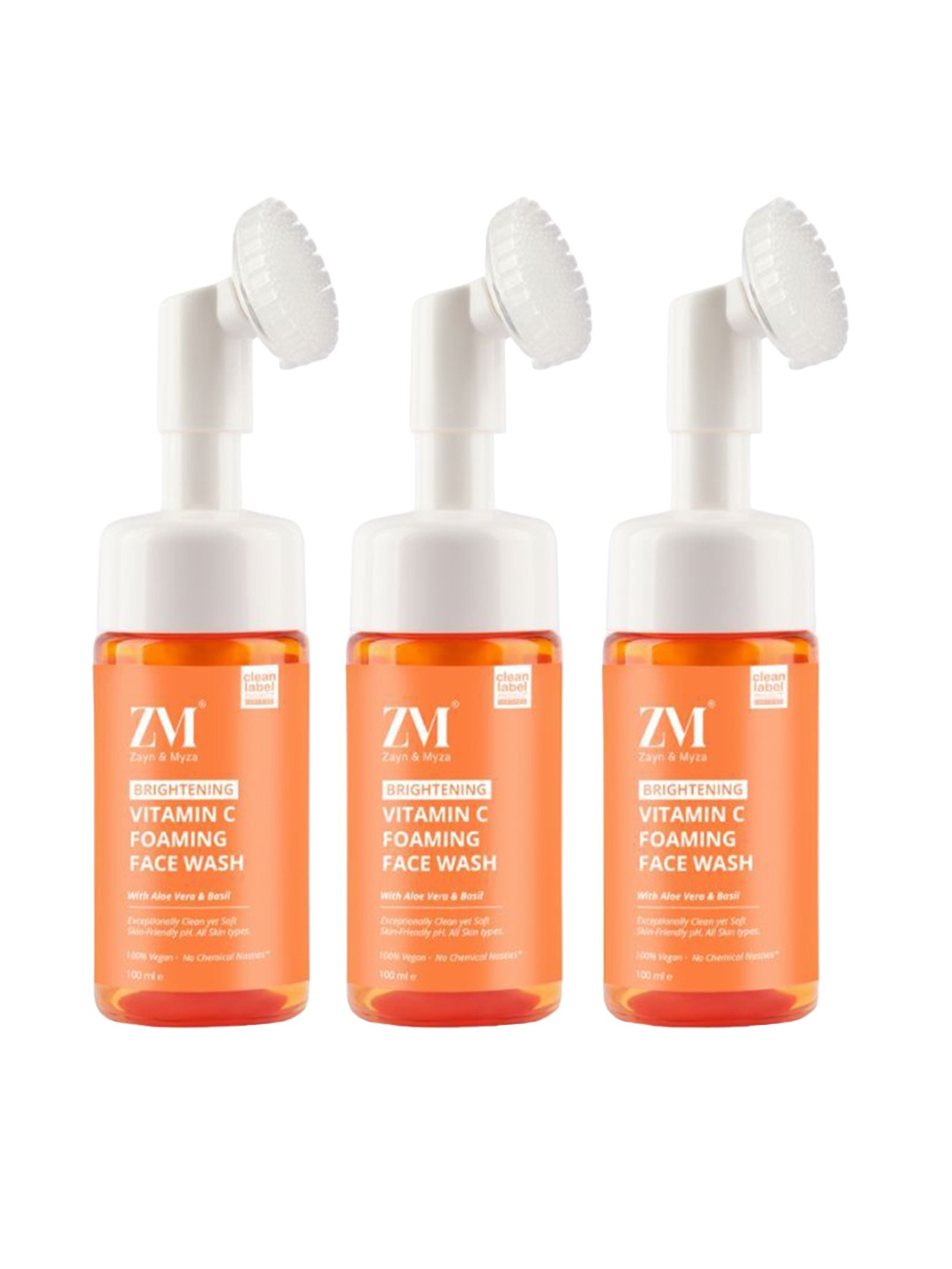 

ZM Zayn & Myza Set Of 3 Brightening Vitamin C Foaming Face Wash - 100 ml Each, Transparent