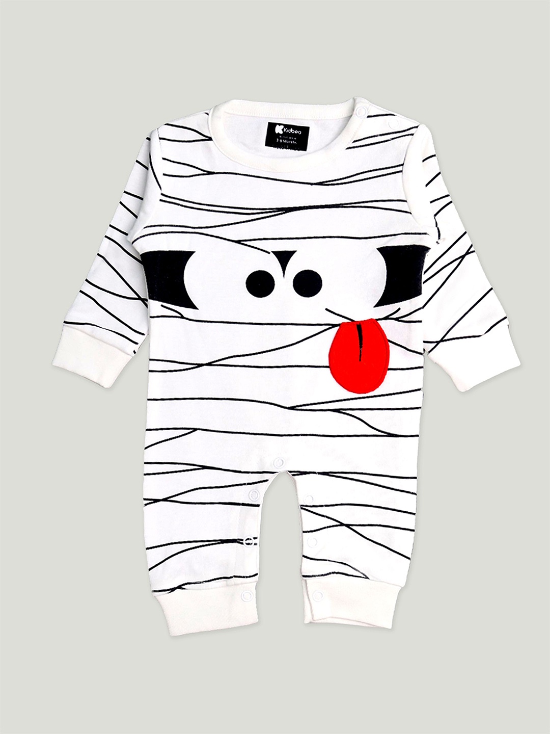 

Kidbea Kids Printed Pure Organic Cotton Romper, White