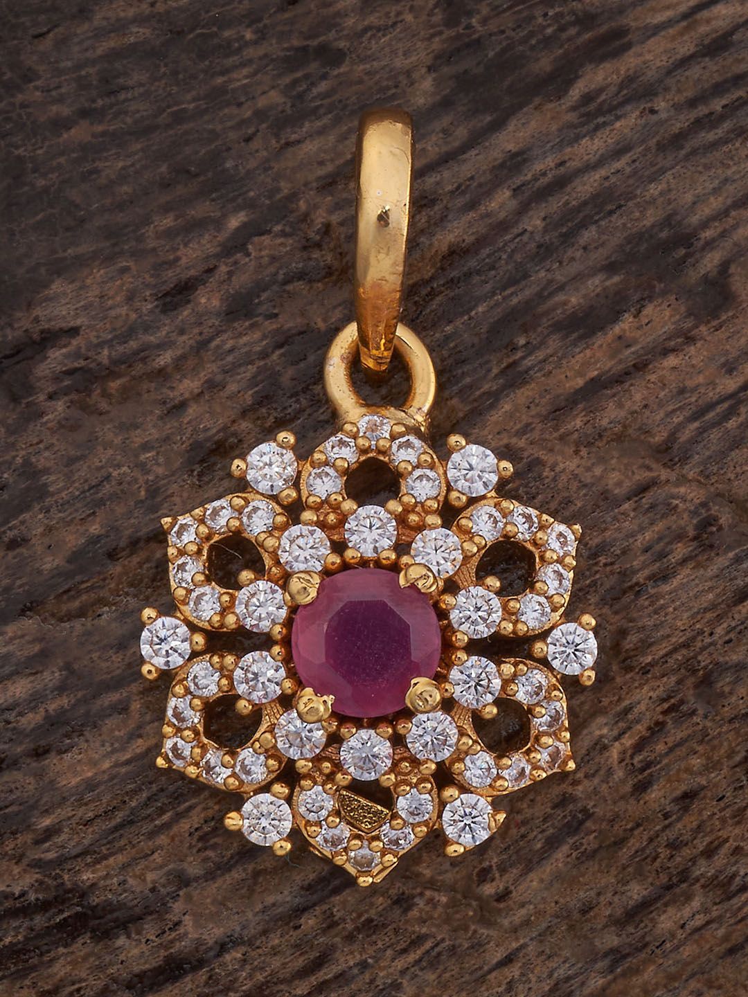 

Kushal's Fashion Jewellery 92.5 Pure Silver Gold-Plated Floral Shaped Pendant