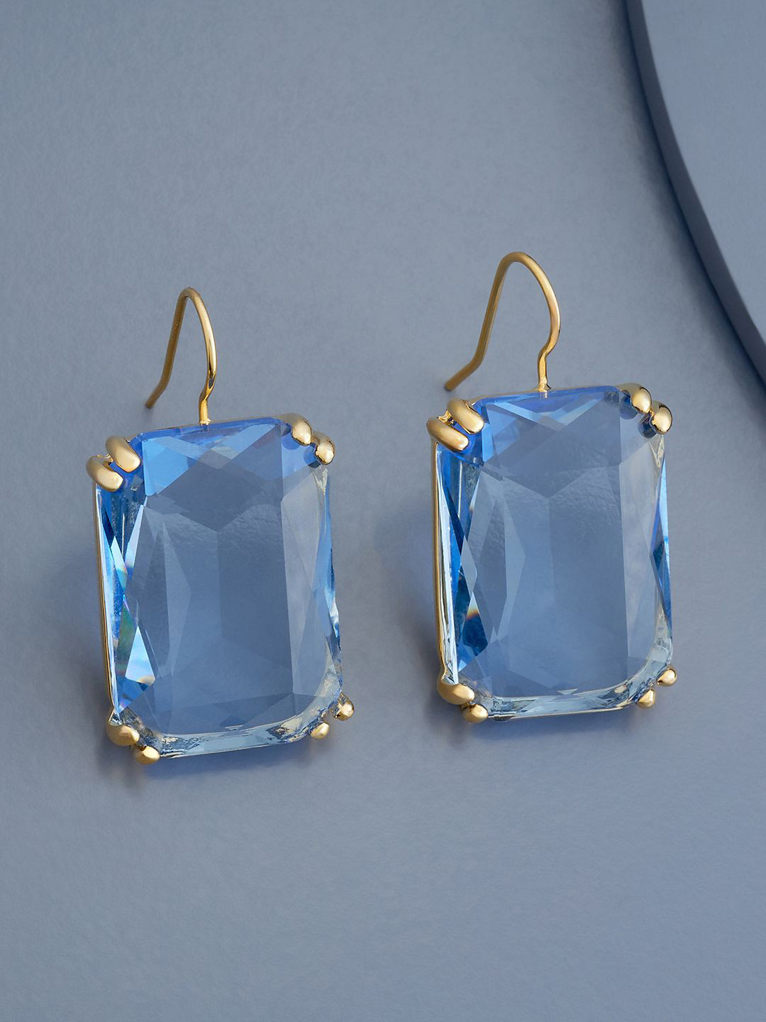 

Kushal's Fashion Jewellery Gold-Plated Cubic Zirconia Geometric Drop Earrings, Lavender