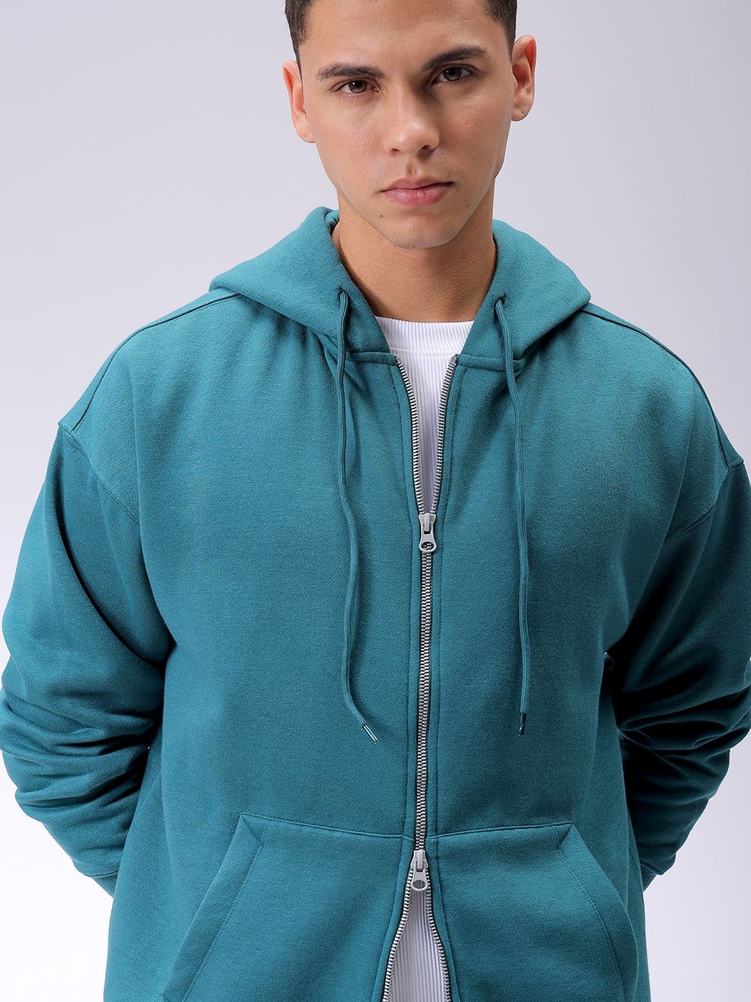 

The Indian Garage Co Men Hooded Double Way Front Open Zipper Sweatshirt, Green