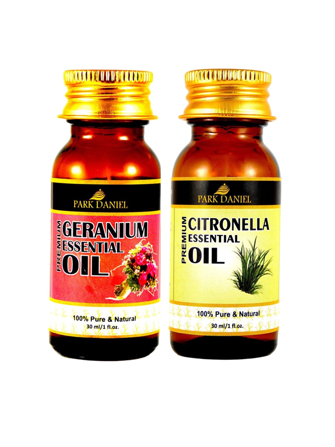 

Park Daniel Set Of 2 Premium Geranium & Citronella Essential Oil - 30 ml Each, Transparent