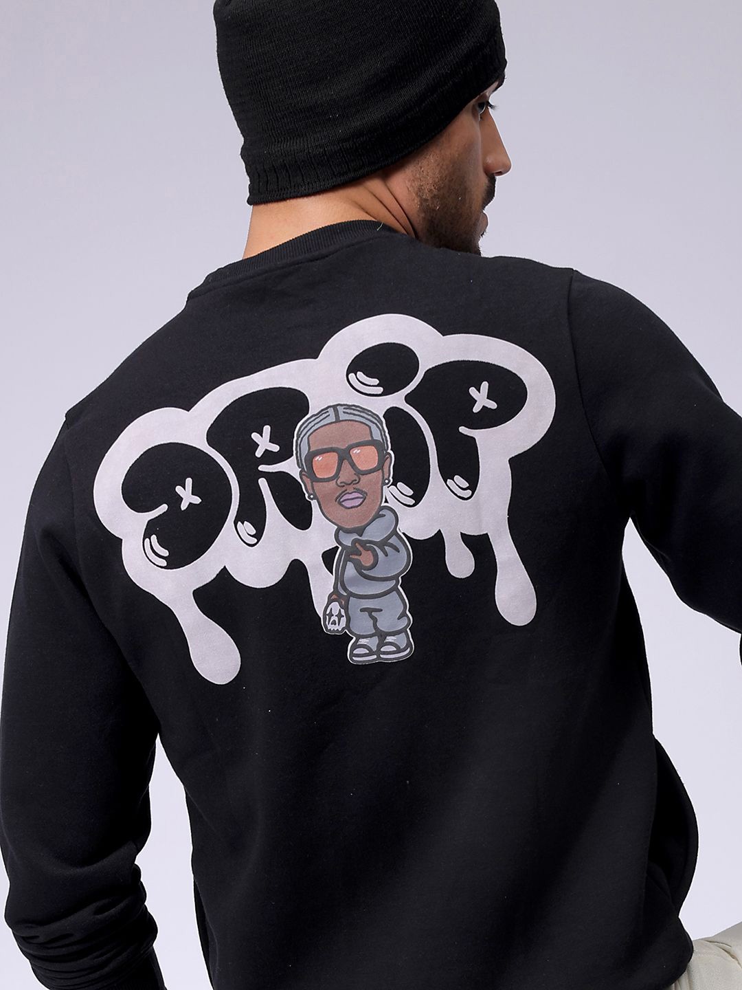 

The Indian Garage Co Men Graphic Printed Round Neck Pullover Sweatshirt, Black