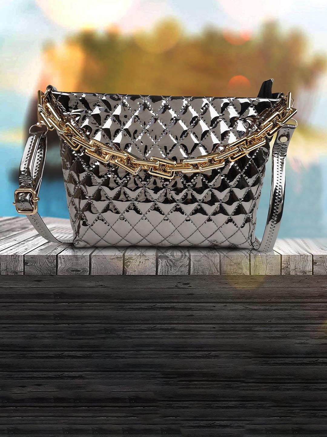 

PARSLEY Women Textured Solid Structured Sling Bag, Grey