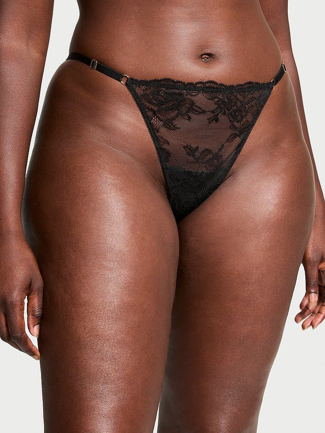 

Victoria's Secret Women Lace Low Rise Thong Briefs, Black
