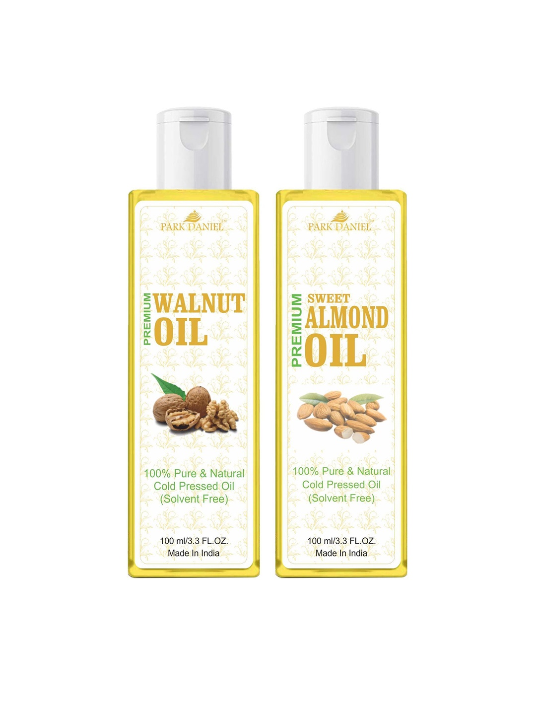 

Park Daniel Set Of 2 Natural Sweet Almond Oil With Walnut Oil For Skin & Hair- 100 ml Each, Transparent