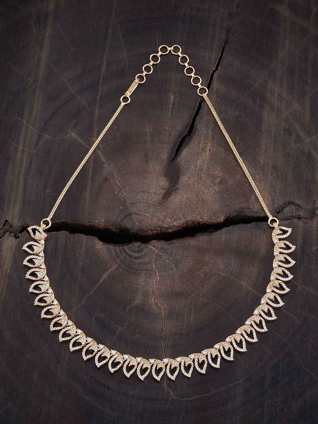 

Kushal's Fashion Jewellery Gold-Plated Cubic Zirconia Stone Studded Necklace
