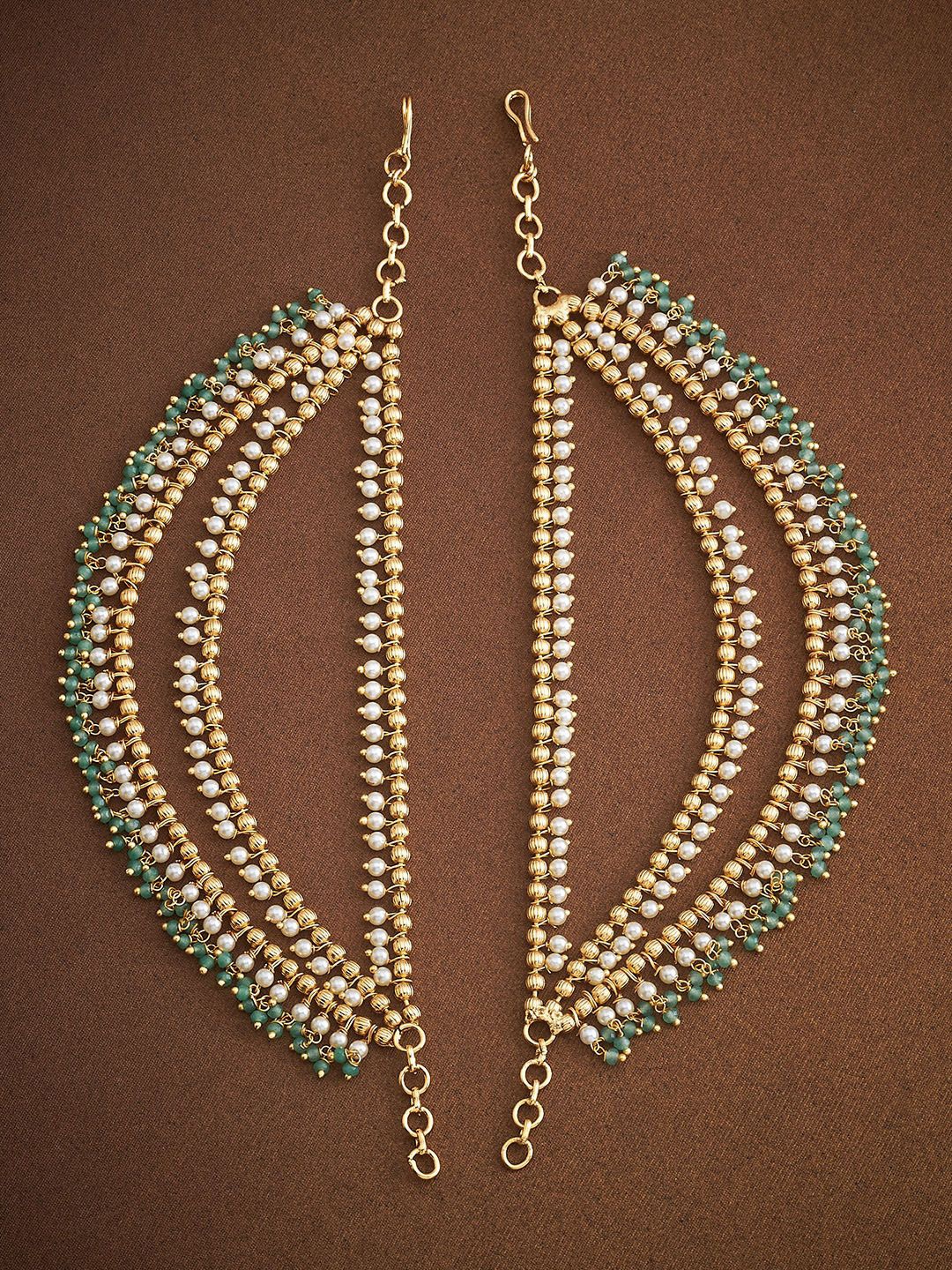 

Kushal's Fashion Jewellery Women Gold Plated Ethnic Antique Matil Ear Chain, Green
