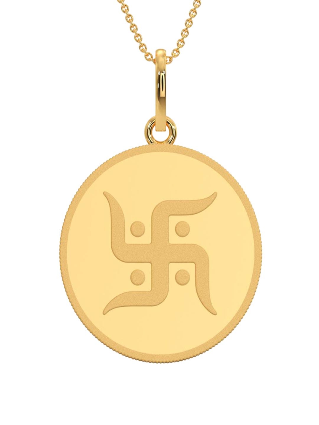 

Kalyan Jewellers 24K (999) Purity Swastik Gold Coin Pendant 8 Gms