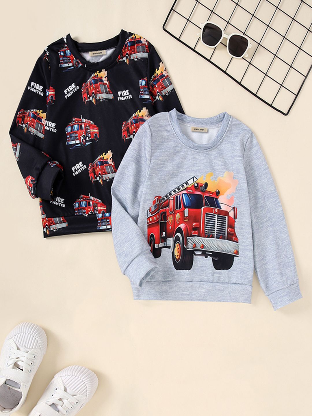 

INCLUD Boys Pack Of 2 Printed Sweatshirt, Black