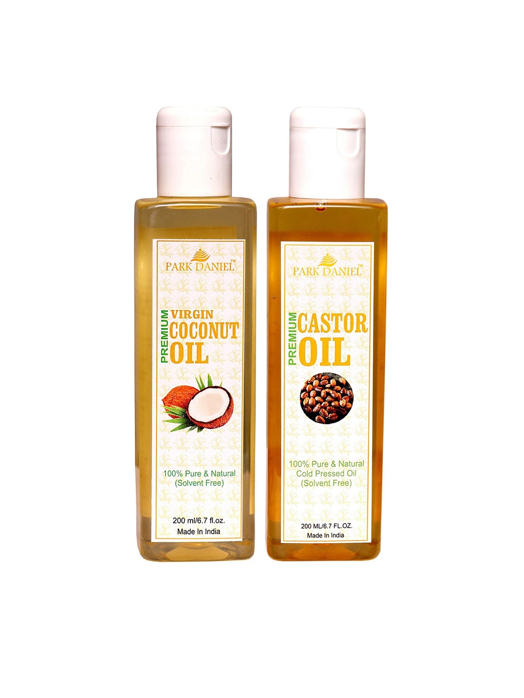 

Park Daniel Set Of 2 Virgin Coconut Oil & Castor Oil For Skin & Hair - 200 ml Each, Transparent