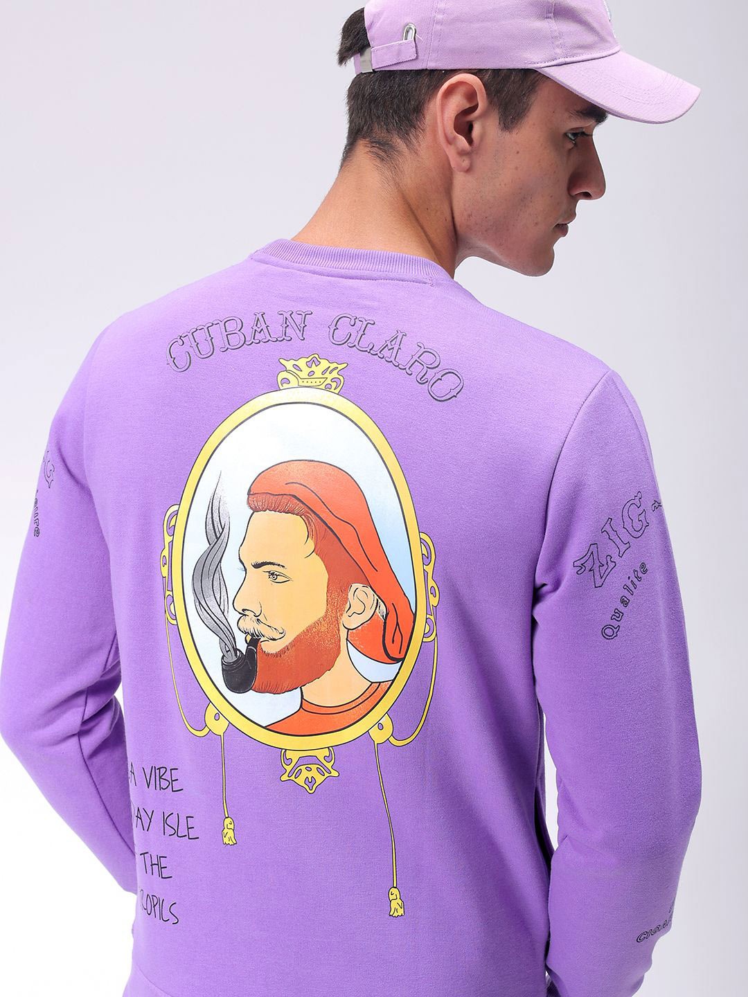 

The Indian Garage Co Men Printed Round Neck Pullover Sweatshirt, Purple