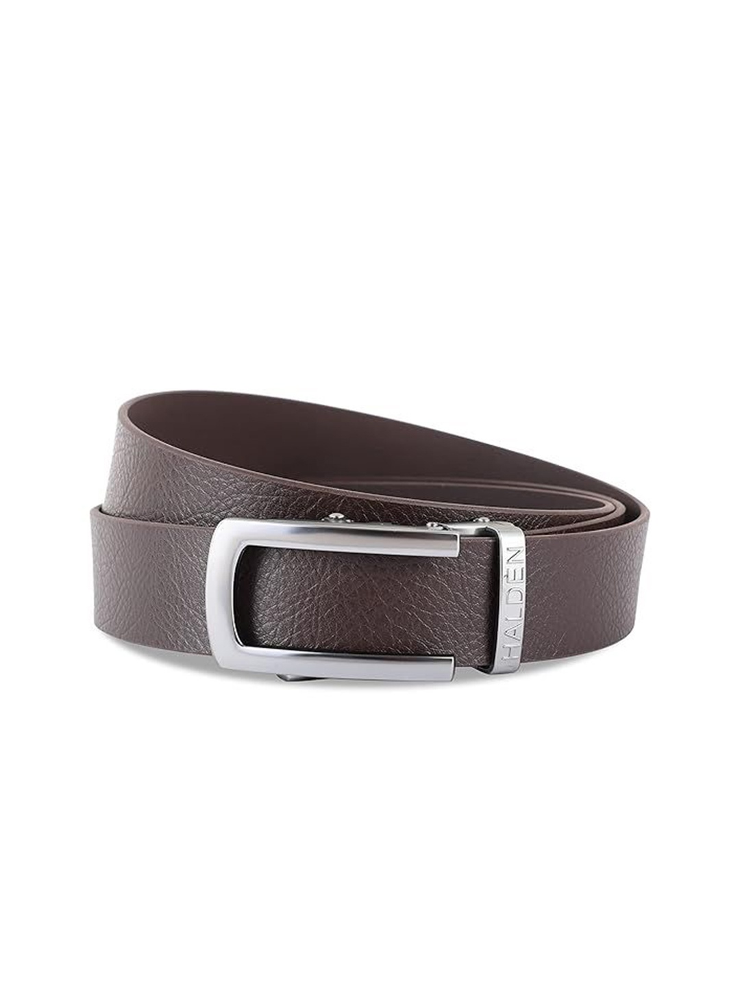 

HALDEN Men Glossy Buckle Leather Belt, Brown