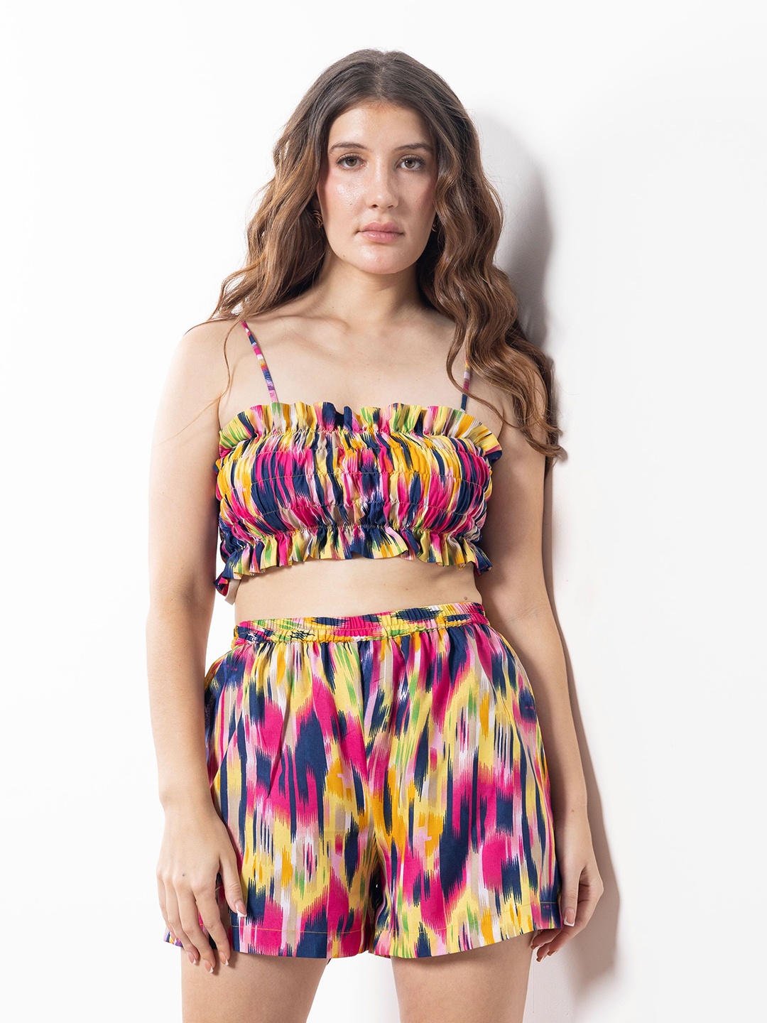 

EROTISSCH Women Printed Shoulder Straps Beachwear Co-ord Set, Blue