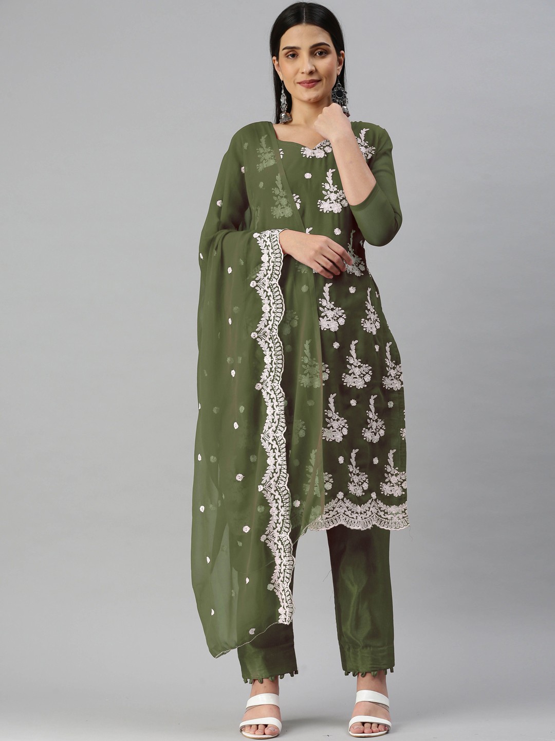 

Maroosh Embroidered Unstitched Dress Material, Green