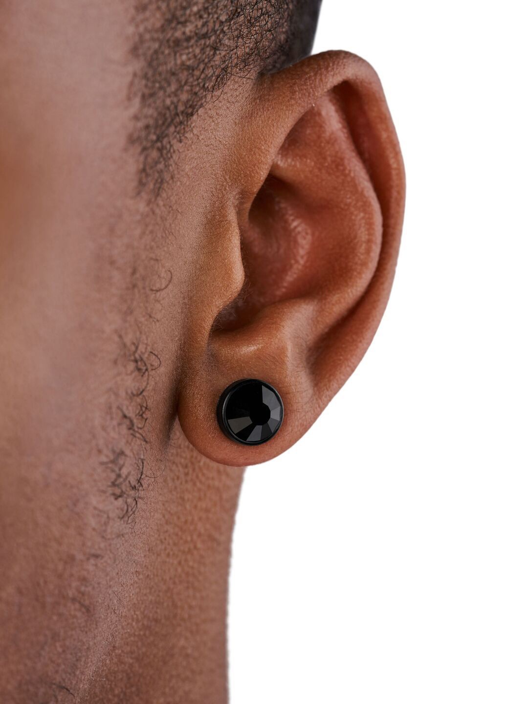 

DIESEL Men Circular Studs Earrings, Black