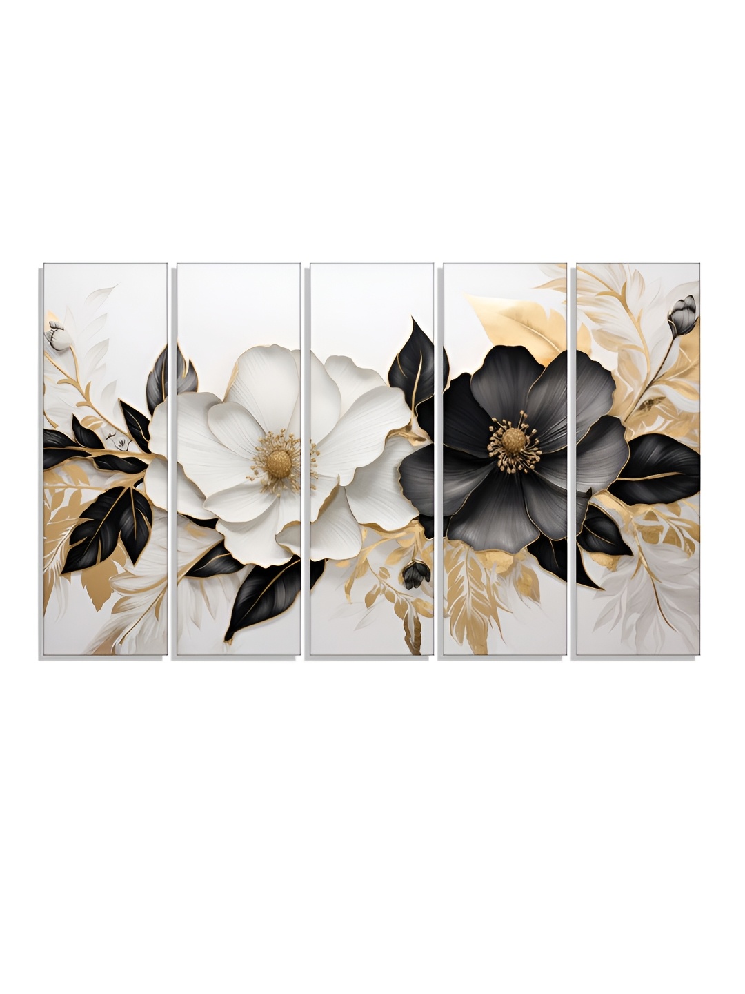 

RANDOM Vinyl White & Green 5 Piece Floral Canvas Wall Paintings