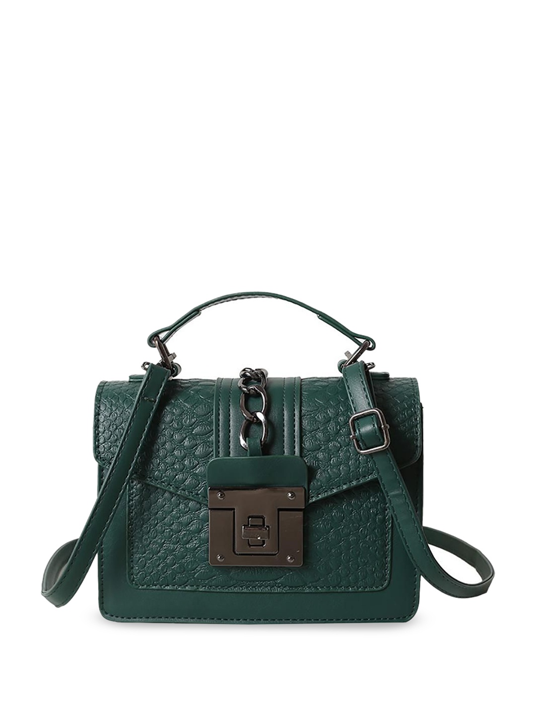 

StyleCast x Revolte Women Textured Structured Satchel Bag, Green