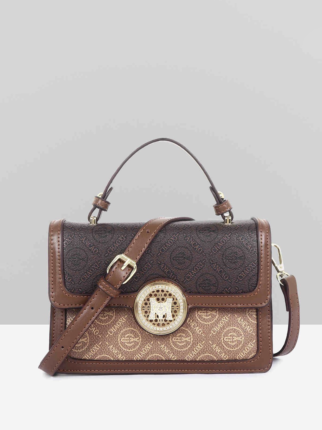 

Filauri Women Abstract Printed Structured Handheld Bag, Brown