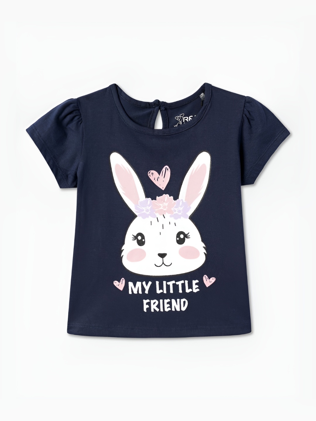 

R&B Girls Graphic Printed Round Neck Cotton T-shirt, Blue