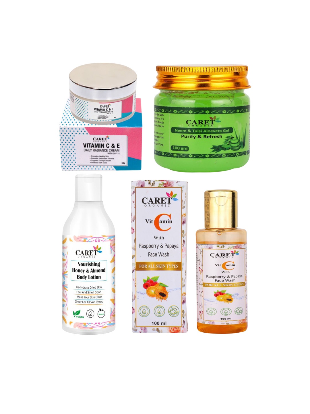 

CARET ORGANIC Set of 4 Skin Care Combo, White