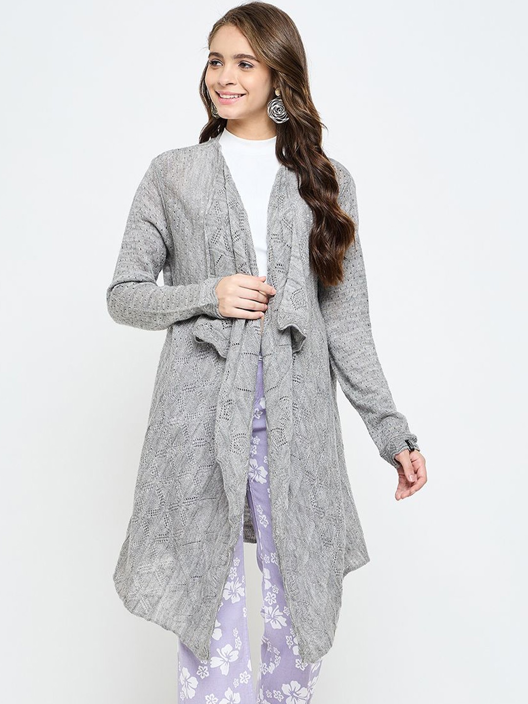 

CREATIVE LINE Women Longline Shrug, Grey