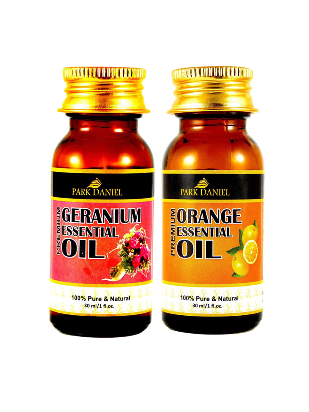 

Park Daniel Set Of 2 Pure Natural & Organic Geranium Oil & Orange Essential Oil-30 ml Each, Transparent