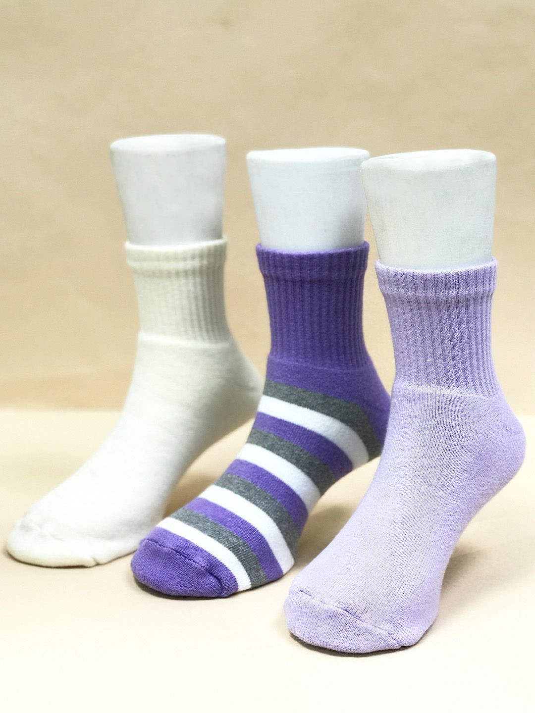 

FOOTPRINTS Kids Pack Of 3 Patterned Ankle-Length Socks, Purple