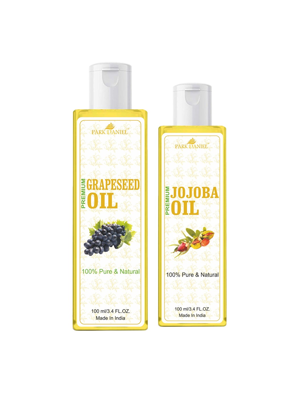 

Park Daniel Set Of 2 100 % Pure & Natural Grapeseed Oil & Jojoba Oil - 100 ml Each, Transparent