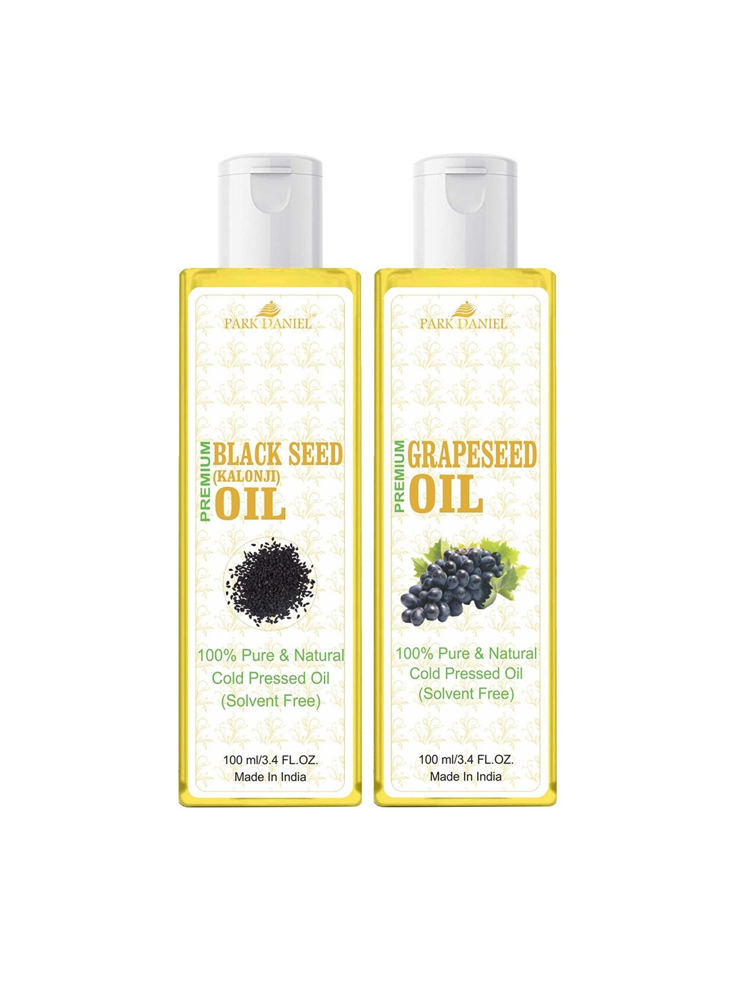 

Park Daniel Set Of 2 Natural Black Seed & Grapeseed Oil For Skin & Hair- 100 ml Each, Transparent