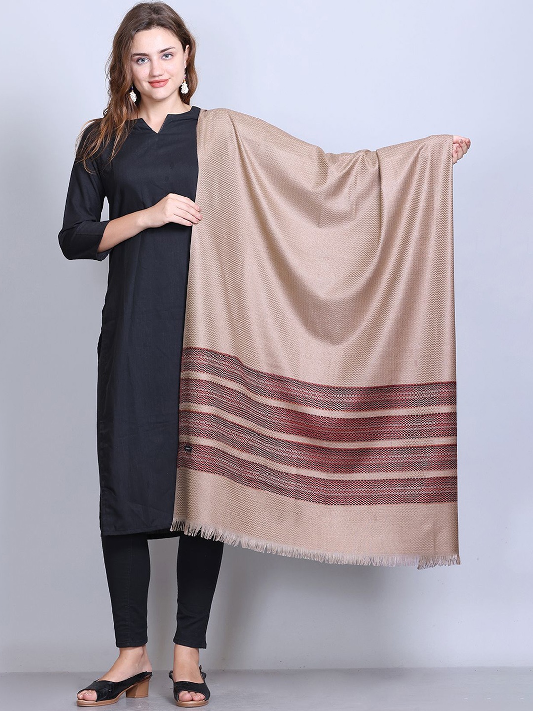 

GODFREY Floral Woven Design Shawl, Beige
