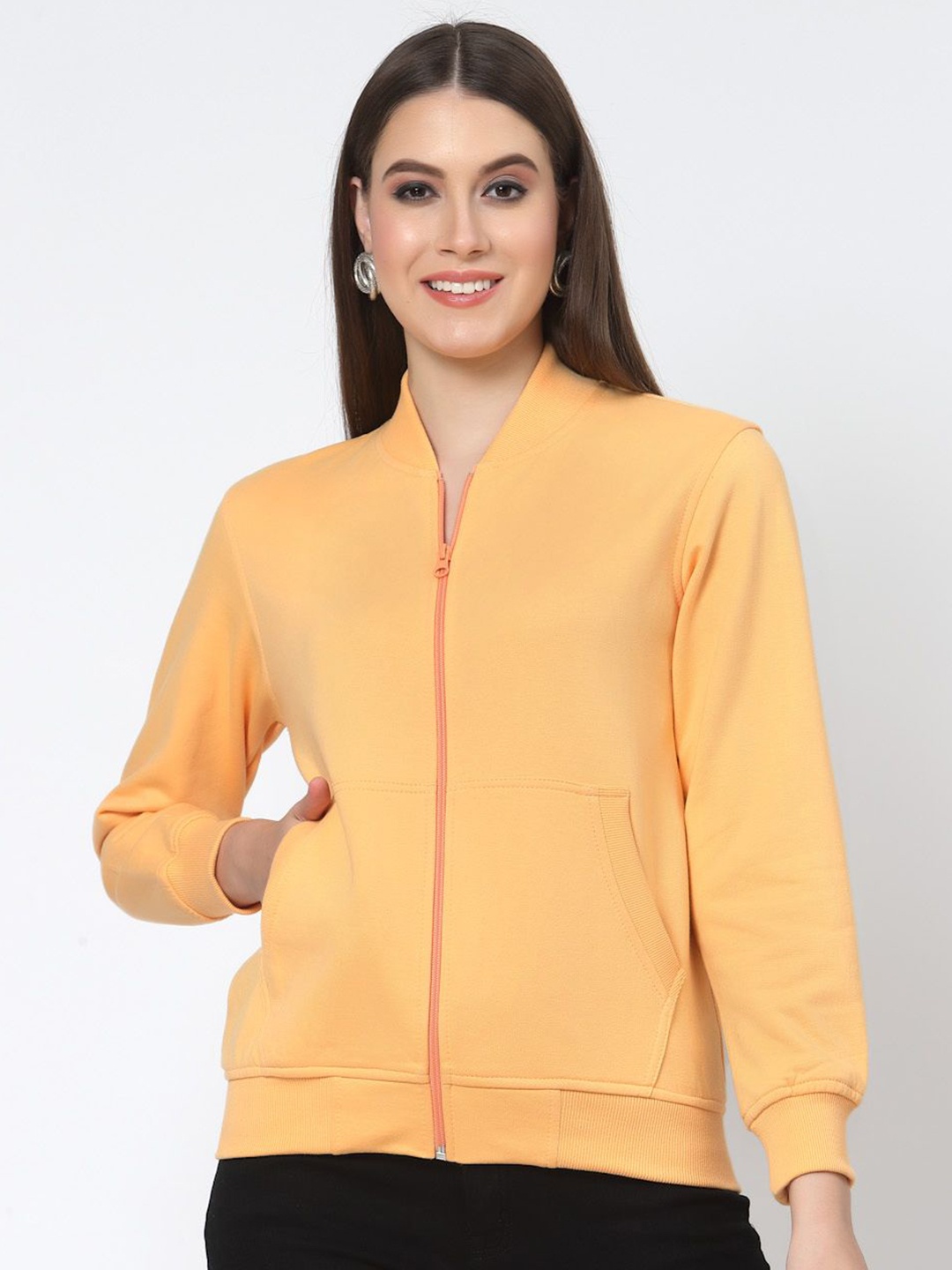 

Kalt Women Front-Open Winter Sweatshirt, Orange