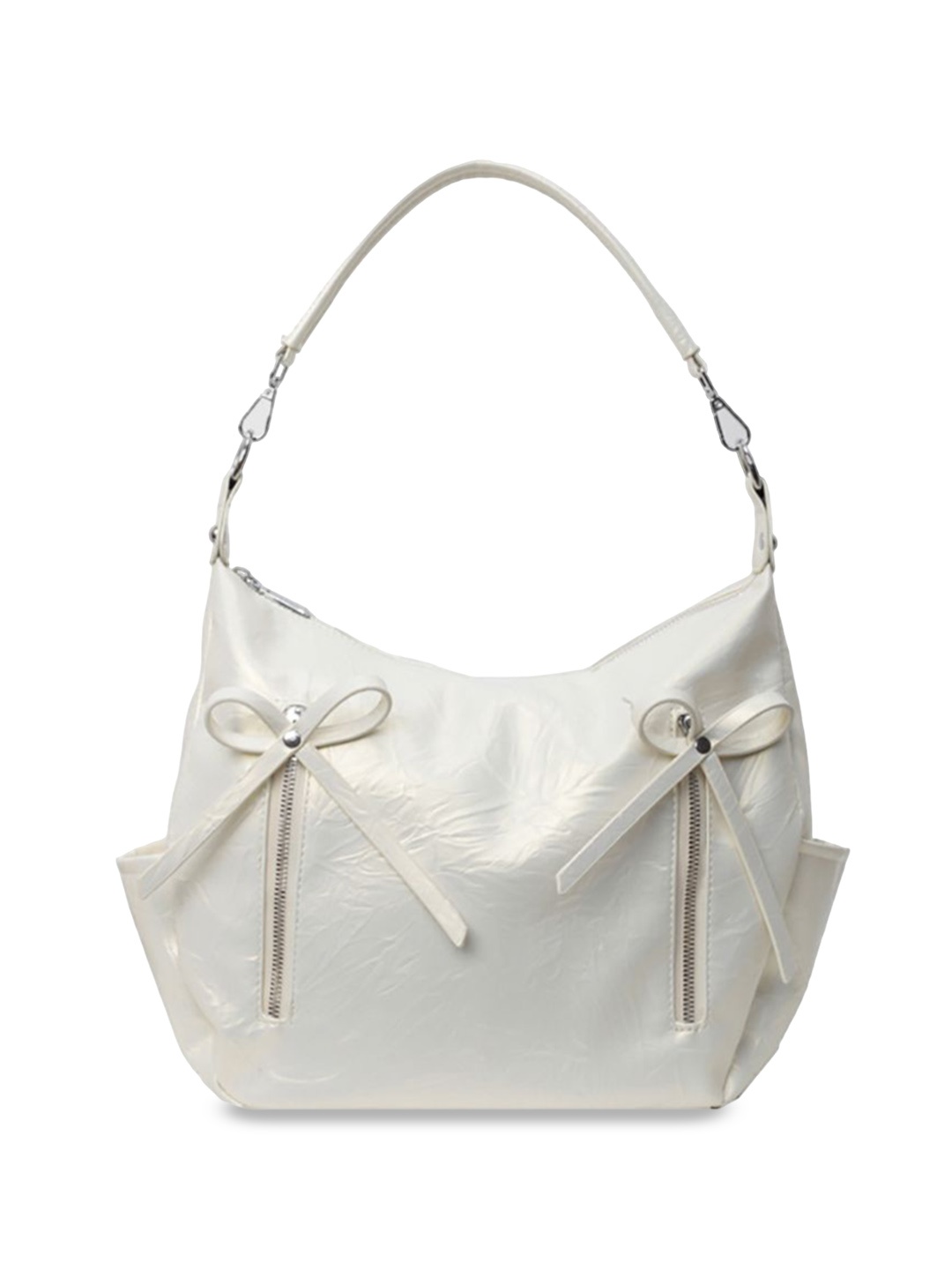 

StyleCast x Revolte Women Textured Structured Sling Bag, Silver