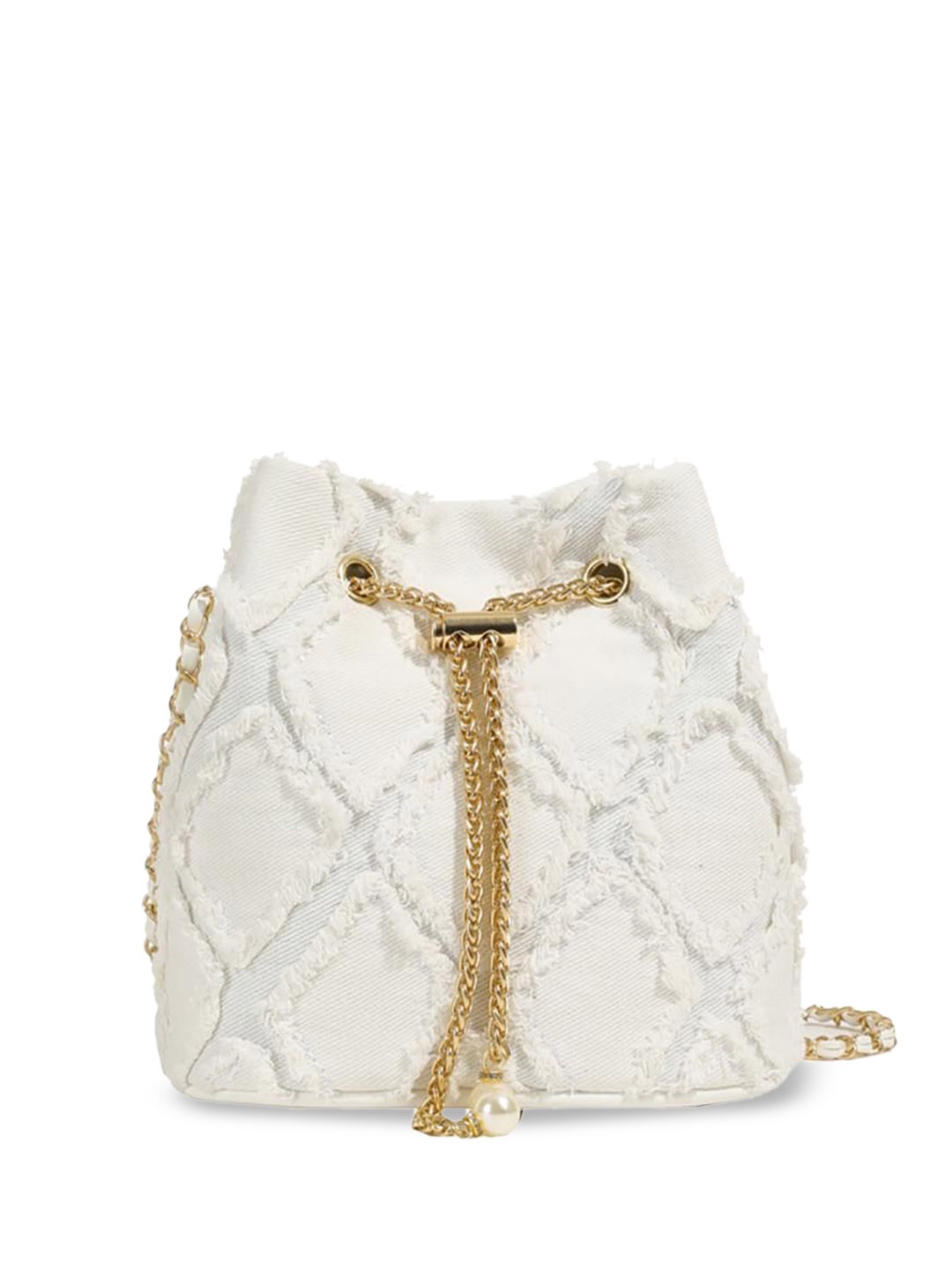 

StyleCast x Revolte Women Geometric Textured Bucket Sling Bag, White