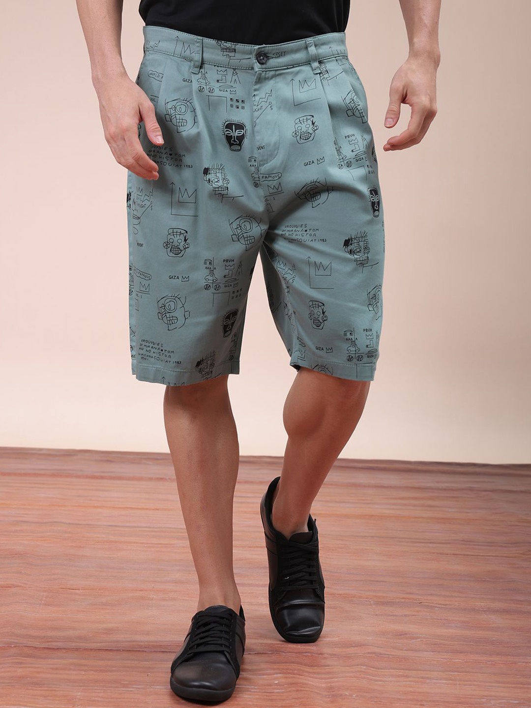 

The Indian Garage Co Men Abstract Printed Relaxed Fit Shorts, Green