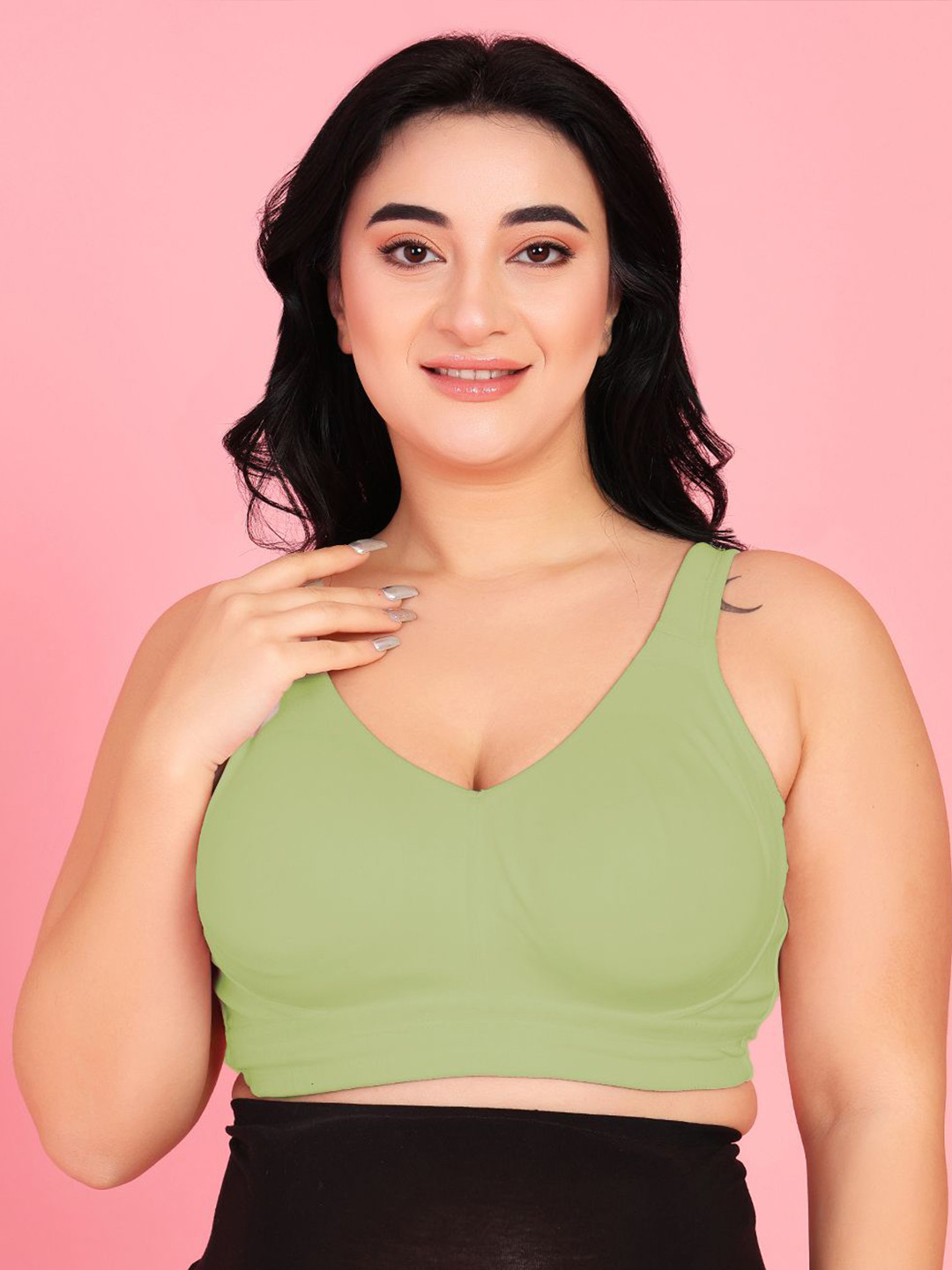 

Da Intimo Women Pack of 2 Seamless Full Coverage Non Padded Bra, Green