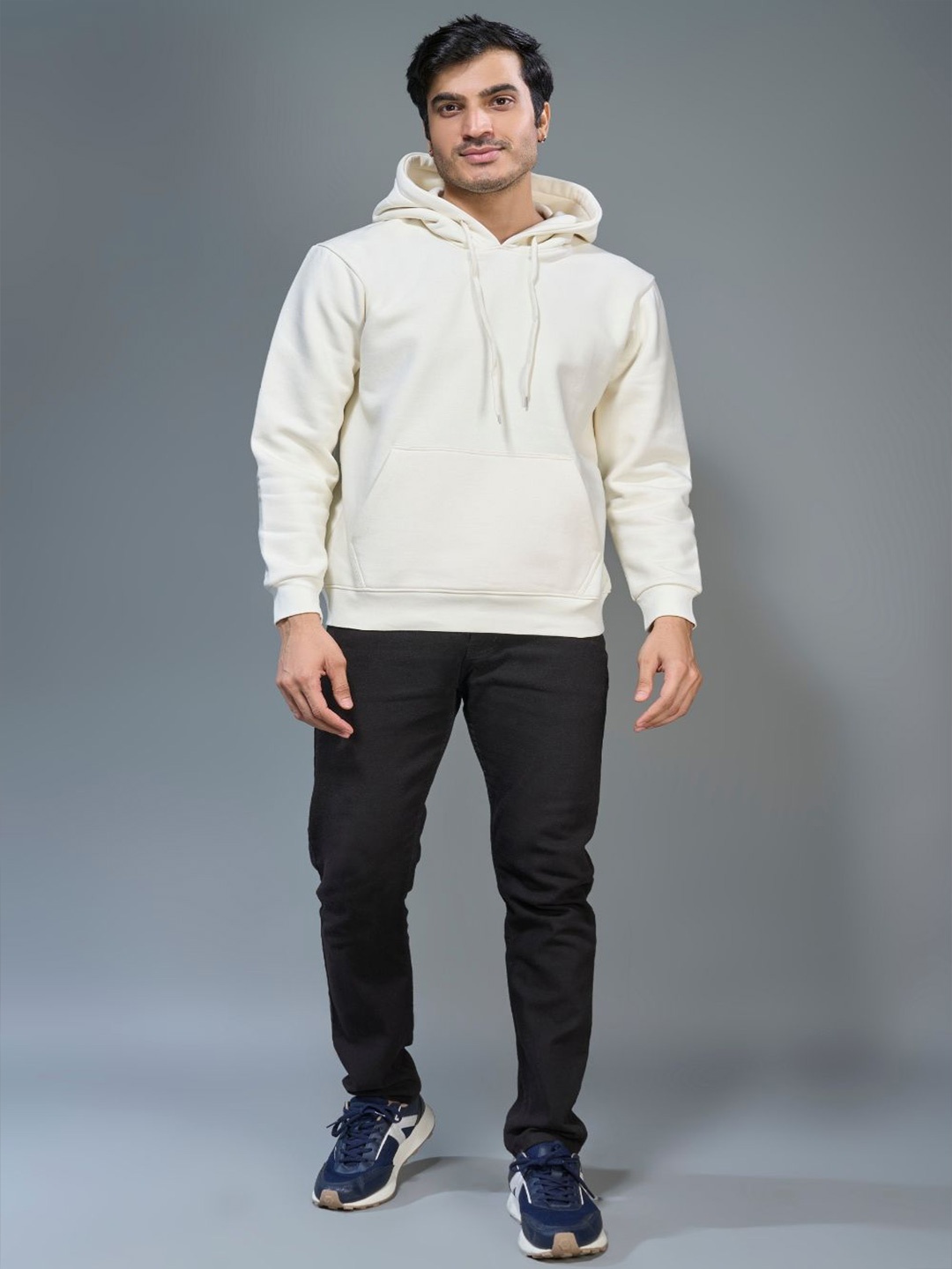 

MAXZONE Men Hooded Cotton Sweatshirt, White